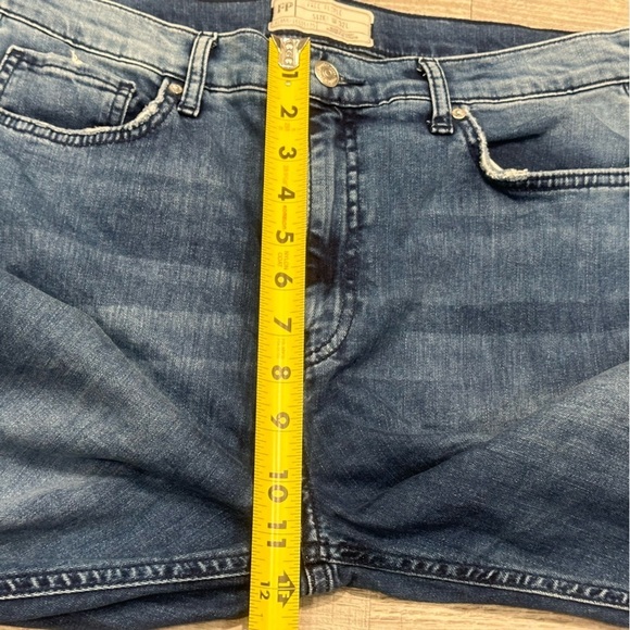 FREE PEOPLE Womens Jeans Turquoise Skinny Ripped Distressed Knee Denim Sz 32 L - Picture 10 of 12